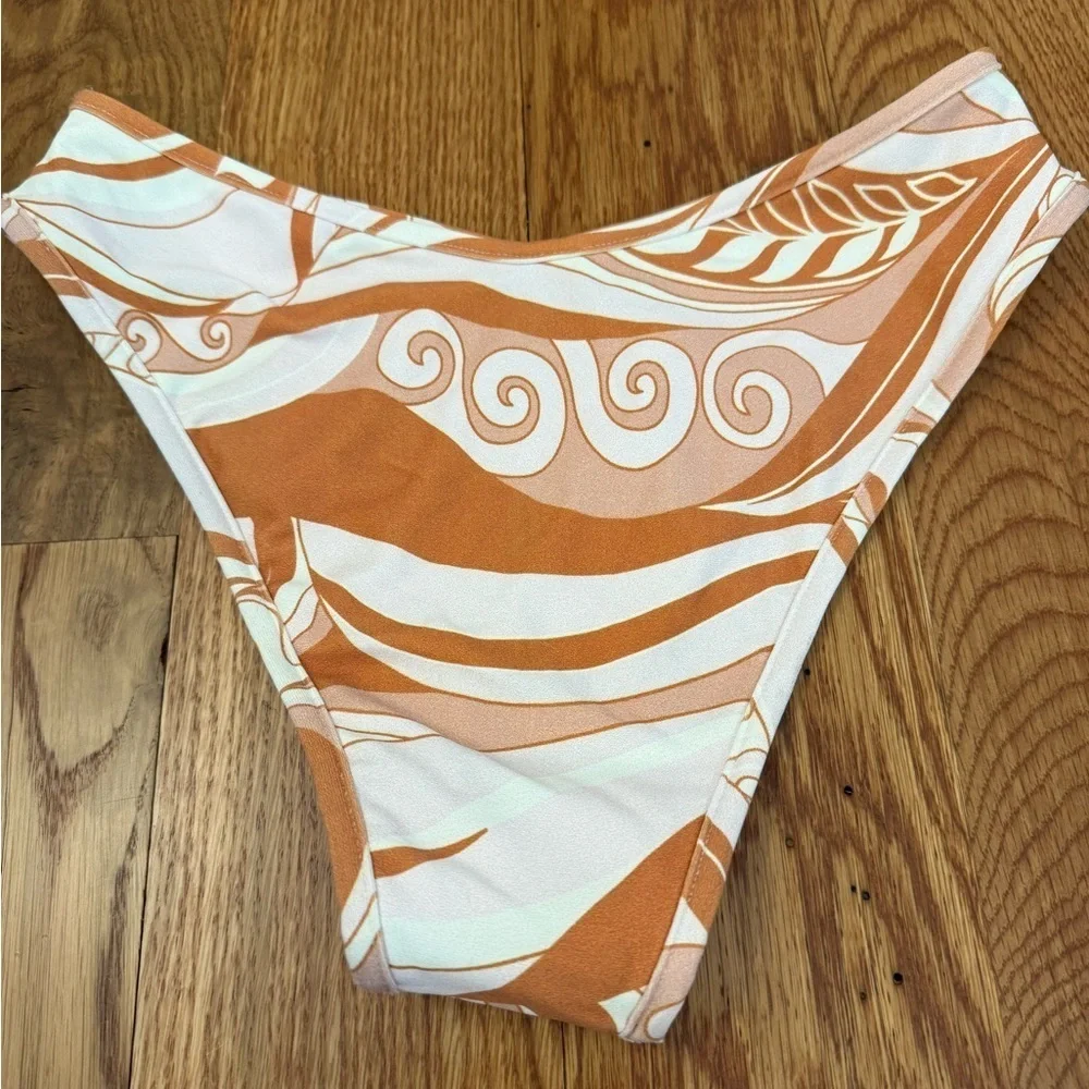 Montce Swim Lulu Brown and White Floral Bikini Bottoms Size Large